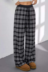 Plaid Wide-Leg Drawstring Pants - Trendsi - Flyclothing LLC