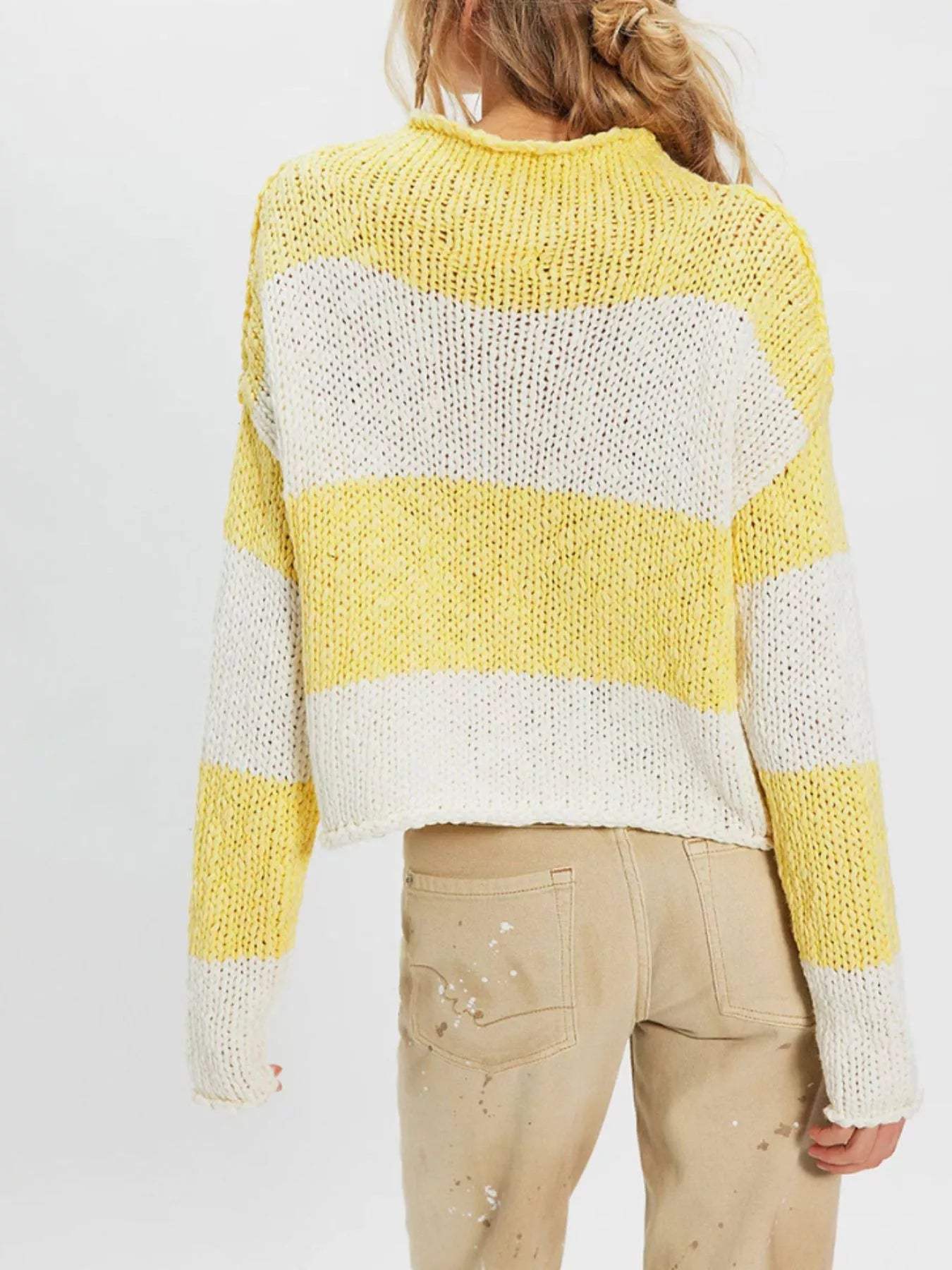 Chunky Knit Striped Sweater - Trendsi - Flyclothing LLC