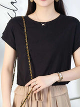 Round Neck Short Sleeve T-Shirt - Trendsi - Flyclothing LLC