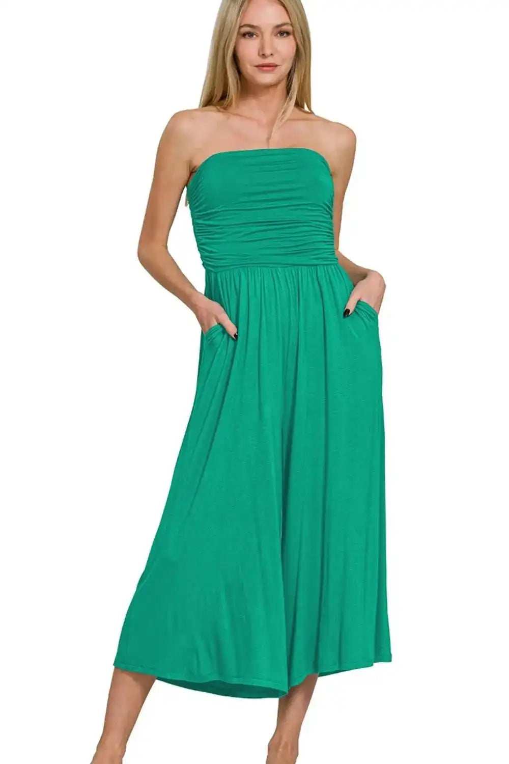 Zenana Double Layered Strapless Tube Top Jumpsuit - Trendsi - Flyclothing LLC
