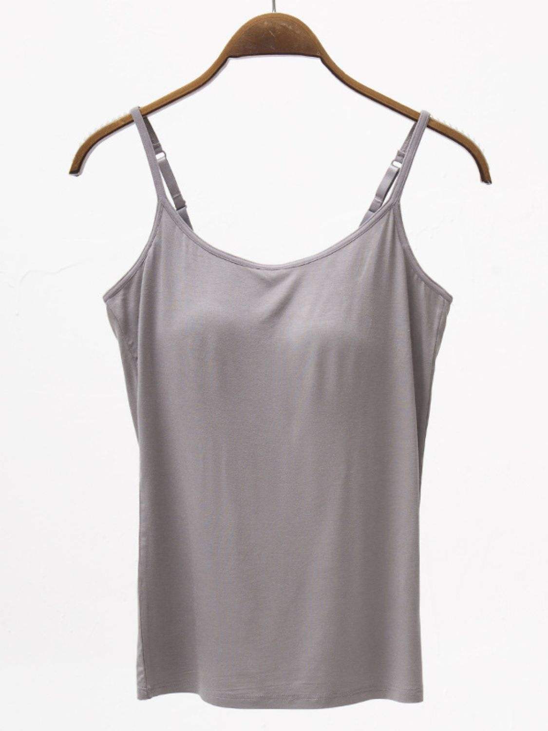 Full Size Adjustable Strap Modal Cami with Bra - Trendsi - Flyclothing LLC