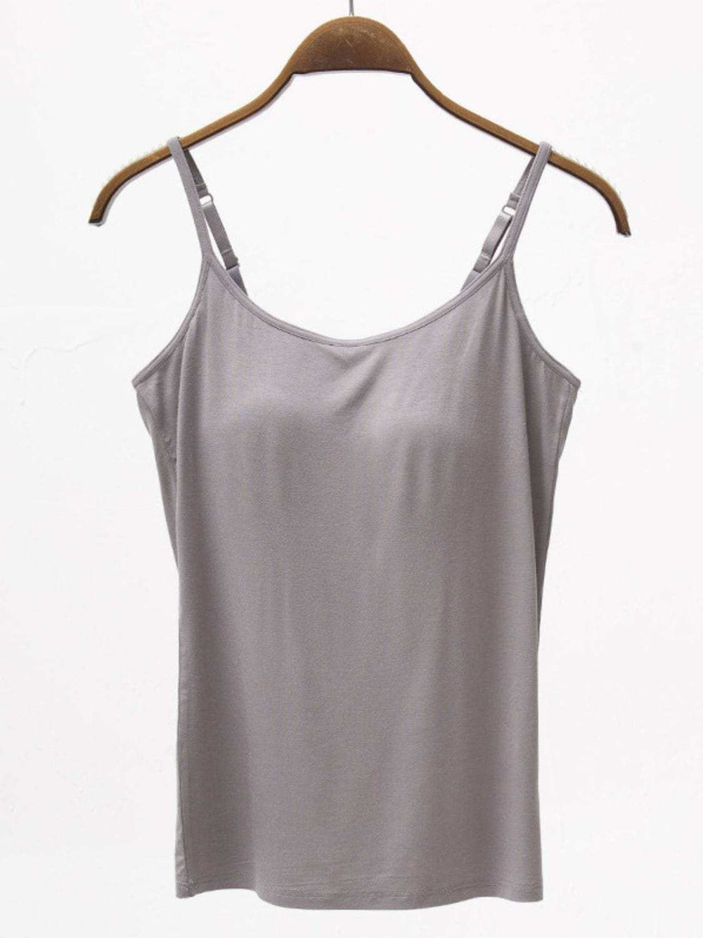 Full Size Adjustable Strap Modal Cami with Bra - Trendsi - Flyclothing LLC