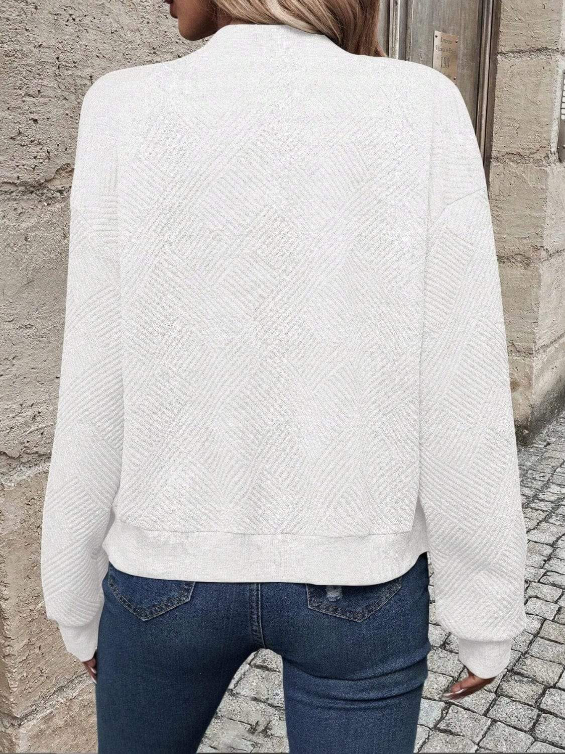 Textured Zip Up Long Sleeve Jacket - Trendsi - Flyclothing LLC