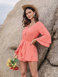 Ruffled V-Neck Long Sleeve Romper - Trendsi - Flyclothing LLC