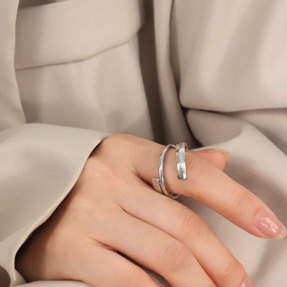 Titanium Steel Layered Wrap Ring - Trendsi - Flyclothing LLC