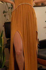 POL Sleeveless Back Zipper Front Slit Maxi Dress - Trendsi
