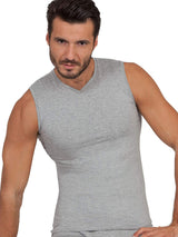BASIC COTTON Free Spirit Premium Quality 100% Cotton Men's V - Neck Sleeveless T-Shirt Made in Italy (907)