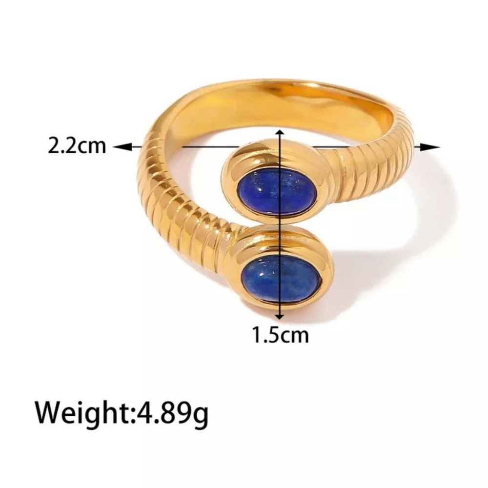 18K Gold-Plated Natural Stone Ring - Trendsi - Flyclothing LLC