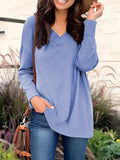 Full Size V-Neck Long Sleeve T-Shirt - Trendsi - Flyclothing LLC
