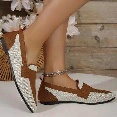 Contrast Mesh Point Toe Flat Slip-Ons - Trendsi - Flyclothing LLC