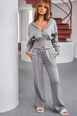 Dropped Shoulder Hoodie and Drawstring Pants Active Set - Trendsi - Flyclothing LLC