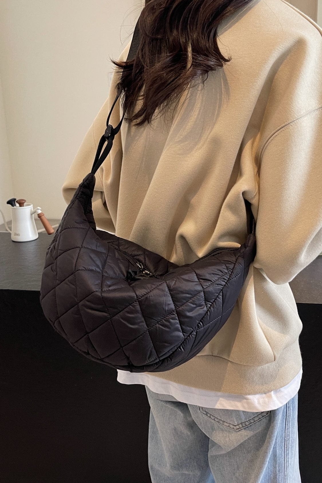 Quilted Adjustable Strap Crossbody Bag - Trendsi