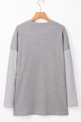 Open Front Long Sleeve Striped Cardigan with Pockets - Trendsi - Flyclothing LLC