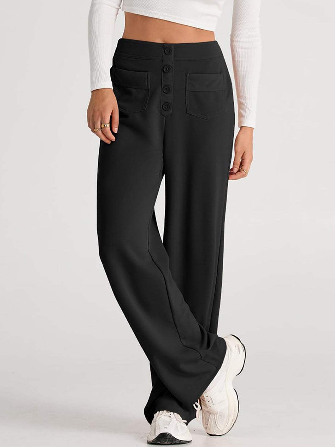 High Waist Wide Leg Pants - Trendsi - Flyclothing LLC