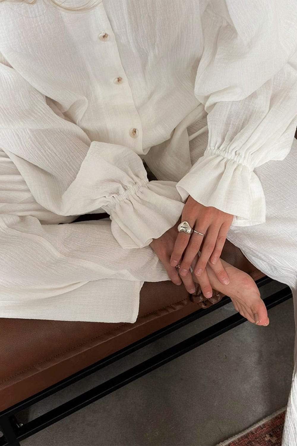 Breathable Ruffled V-Neck Long Sleeve Top and Pants Set - Trendsi - Flyclothing LLC