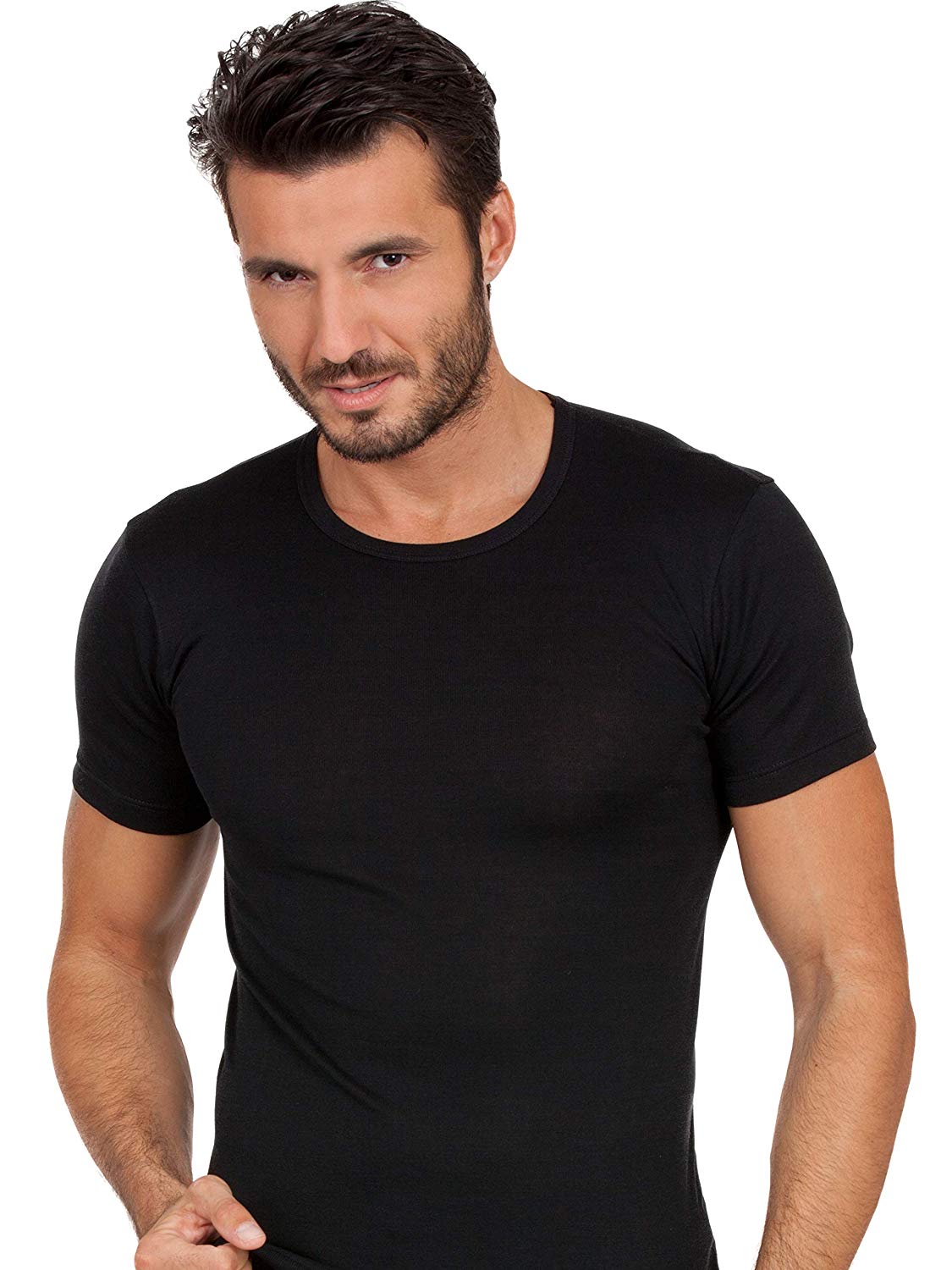 EGi Luxury Merino Wool Blend Men's Short Sleeve T-Shirt. Proudly Made in Italy (468) - tittimitti - Flyclothing LLC
