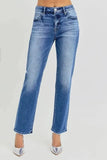 RISEN Mid Rise Ankle Tapered Jeans - Trendsi