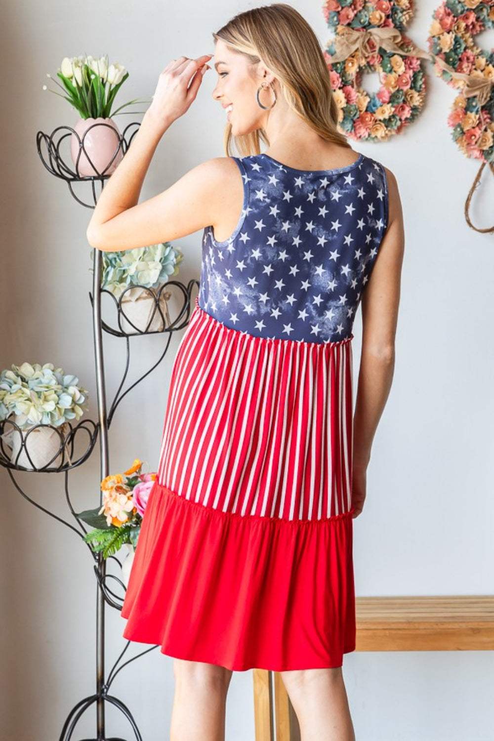 Heimish Full Size US Flag Theme Contrast Tank Dress - Trendsi - Flyclothing LLC