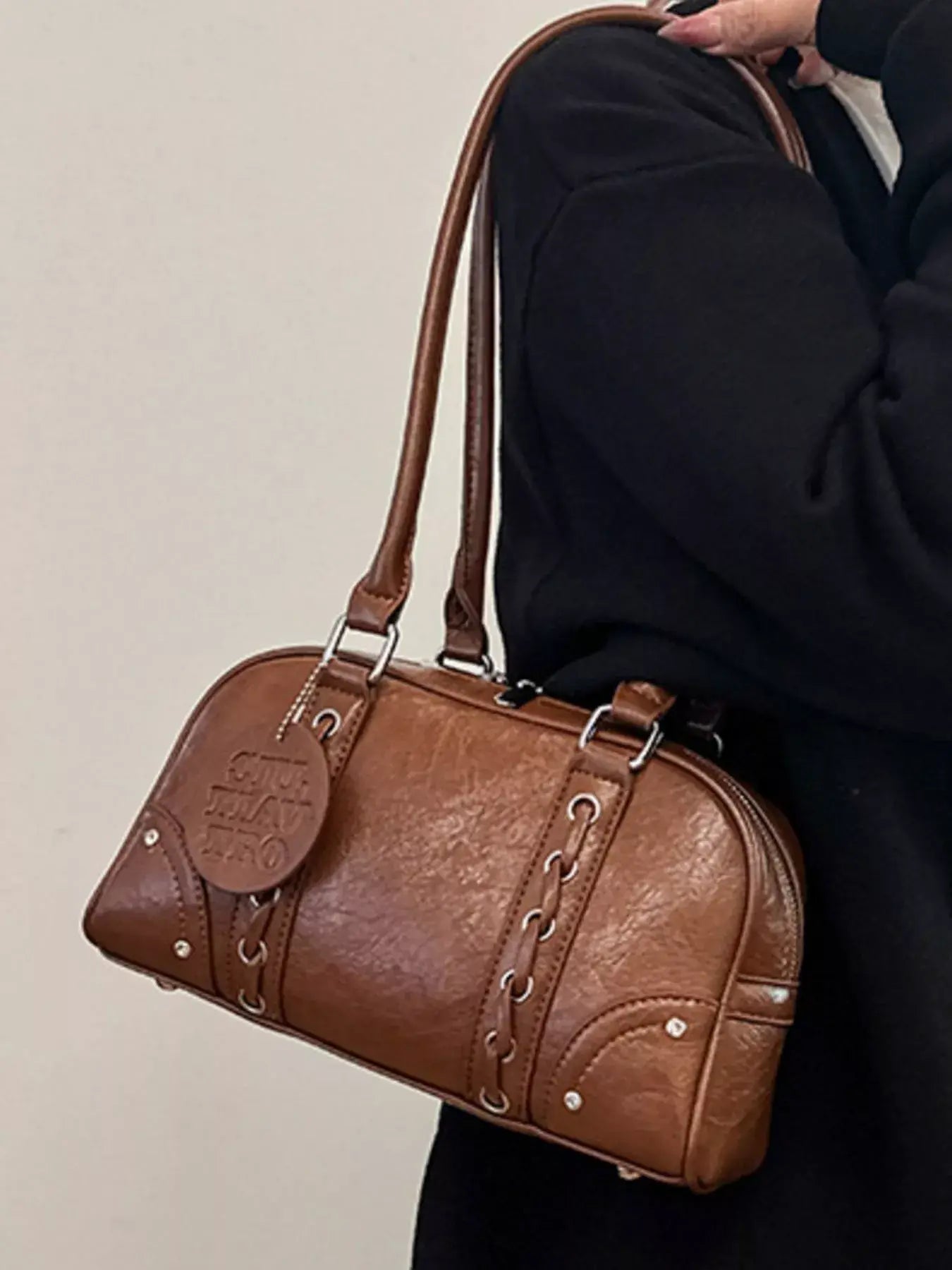 Vintage Style Leather Shoulder Bag - Trendsi - Flyclothing LLC