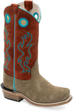 Old West Suede Camel Foot Cloudy Red Shaft YOUTH 'S MEDIUM SQUARE TOE BOOTS - Old West - Flyclothing LLC