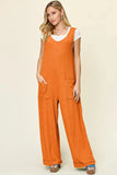 Double Take Full Size Texture Sleeveless Wide Leg Jumpsuit - Trendsi