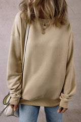 Round Neck Long Sleeve Sweatshirt - Trendsi - Flyclothing LLC