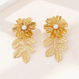 18K Gold-Plated Flower Earrings - Trendsi - Flyclothing LLC