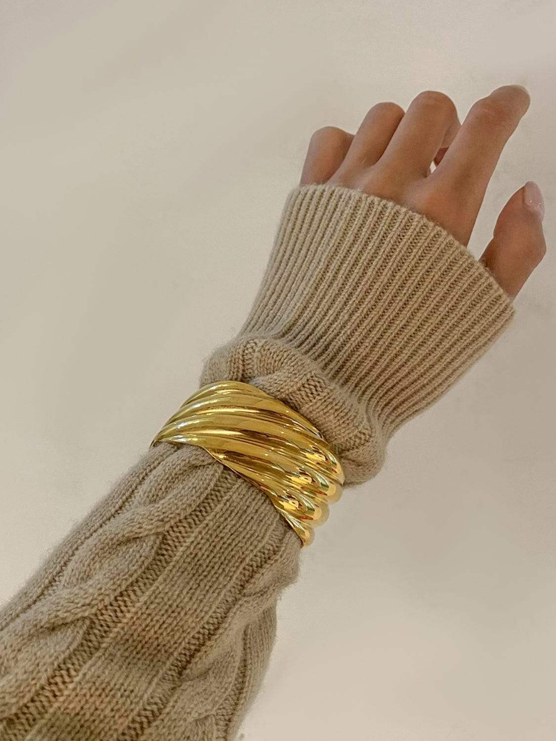 18K Gold-Plated Stainless Steel Open Ring - Trendsi - Flyclothing LLC