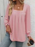 Square Neck Long Sleeve Top - Trendsi - Flyclothing LLC