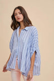 Annie Wear Striped Button Up Half Sleeve Shirt - Trendsi