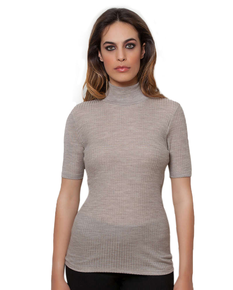 EGI Exclusive Merino Wool Blend Top with Short Sleeves. Proudly Made in Italy (8218) - tittimitti - Flyclothing LLC