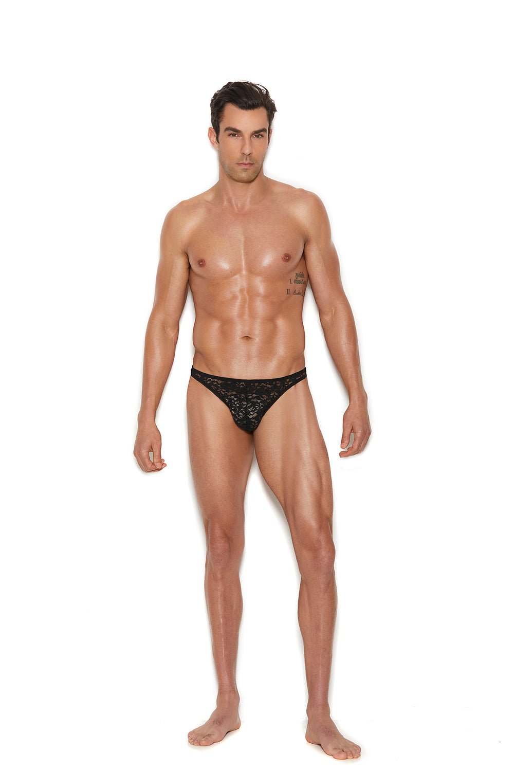 Elegant Memories Black Men's Lace Thong 82200