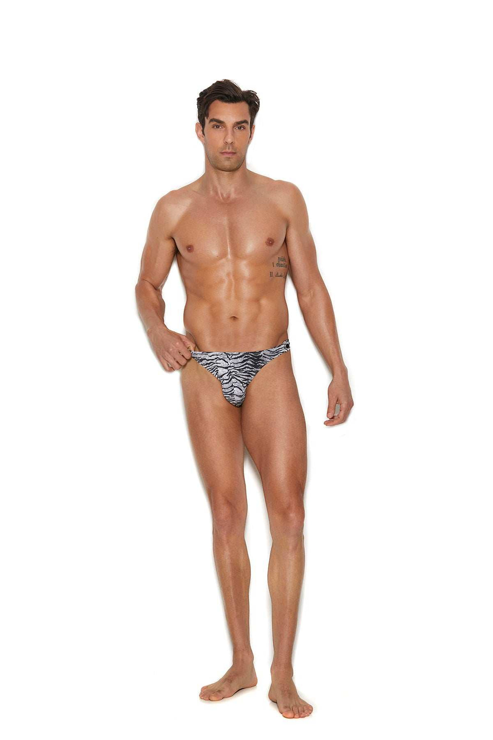 Elegant Moments Zebra Men's Snap Closure Thong 82203