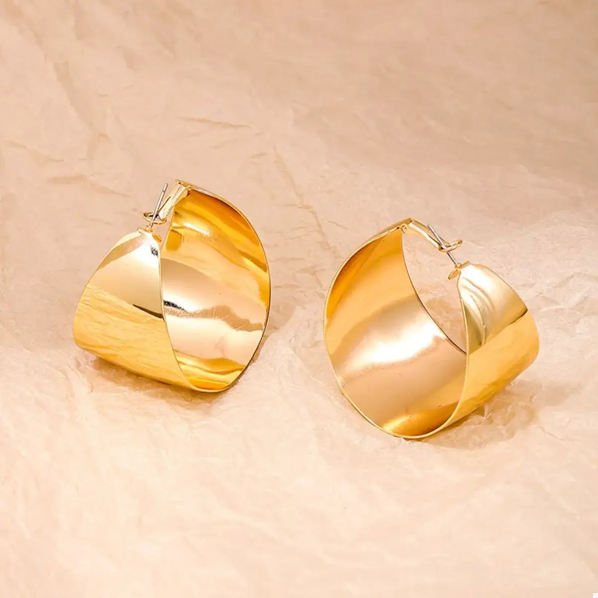Alloy Wide Hoop Earrings - Trendsi - Flyclothing LLC