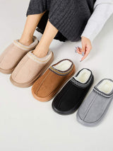Faux Fur Suede Platform Slippers - Trendsi - Flyclothing LLC