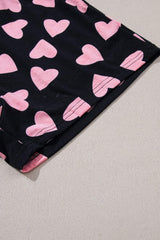 Heart Print Long Sleeve Top and Shorts Lounge Set - Trendsi - Flyclothing LLC