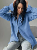 Textured Collared Neck Flounce Sleeve Shirt - Trendsi
