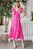 Reborn J Printed V-Neck Ruffle Trim Tiered Midi Dress - Trendsi - Flyclothing LLC