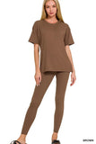 Zenana Full Size Brushed Dty Microfiber Short Sleeve Top and Pants Loungewear Set Plus Size - Trendsi - Flyclothing LLC