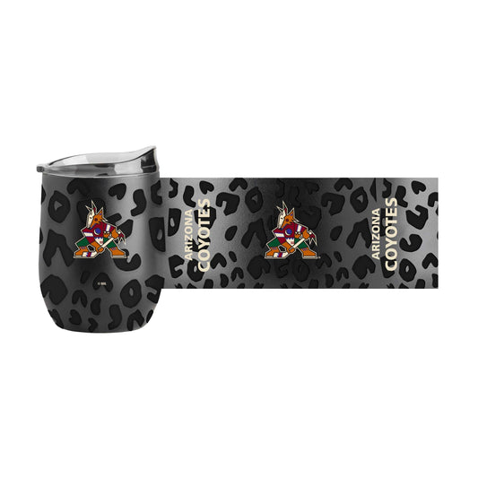 Arizona Coyotes Leopard 16oz Black Powdercoat Curved Beverage - Logo Brands - Flyclothing LLC