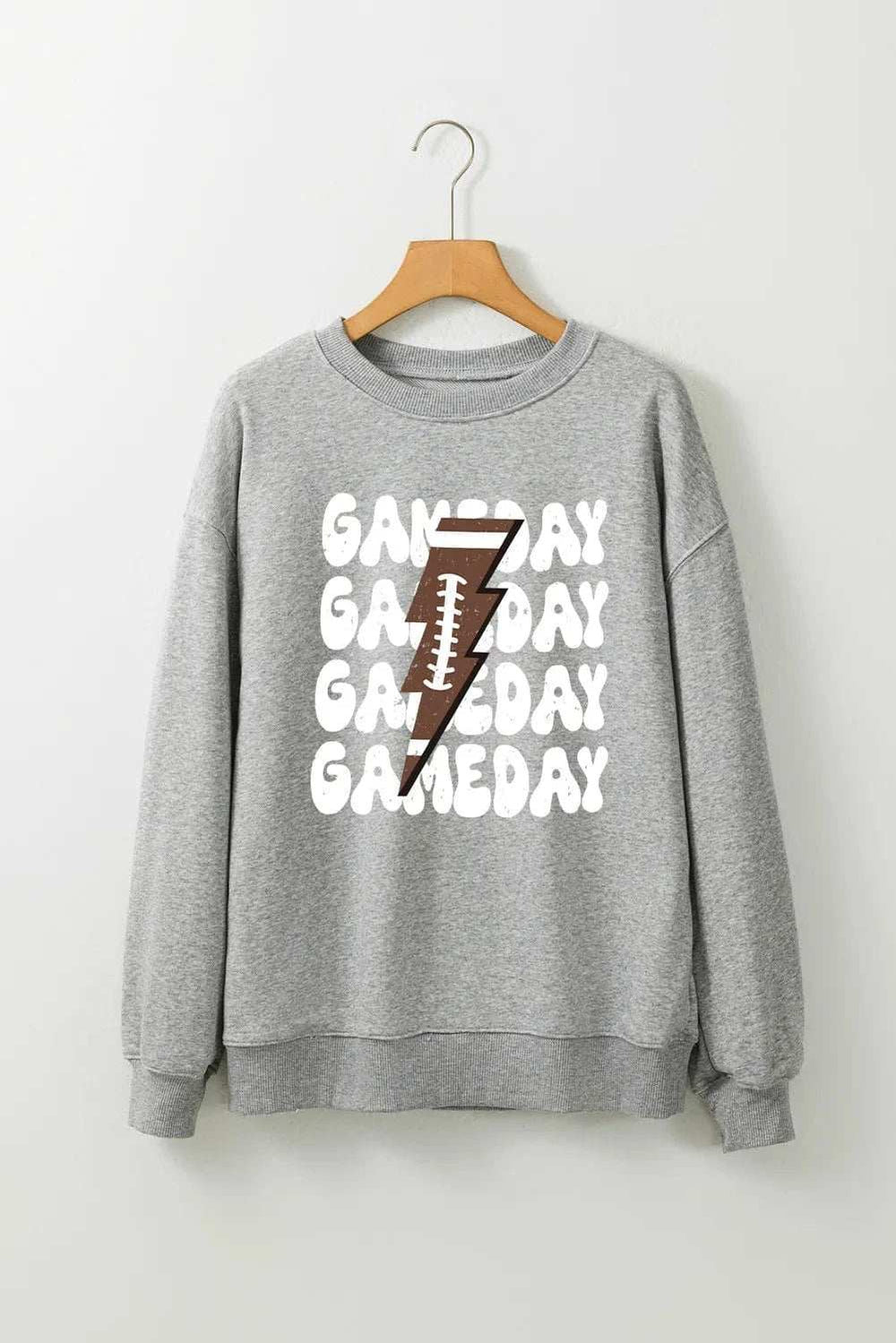 GAME DAY Round Neck Long Sleeve Sweatshirt - Trendsi - Flyclothing LLC