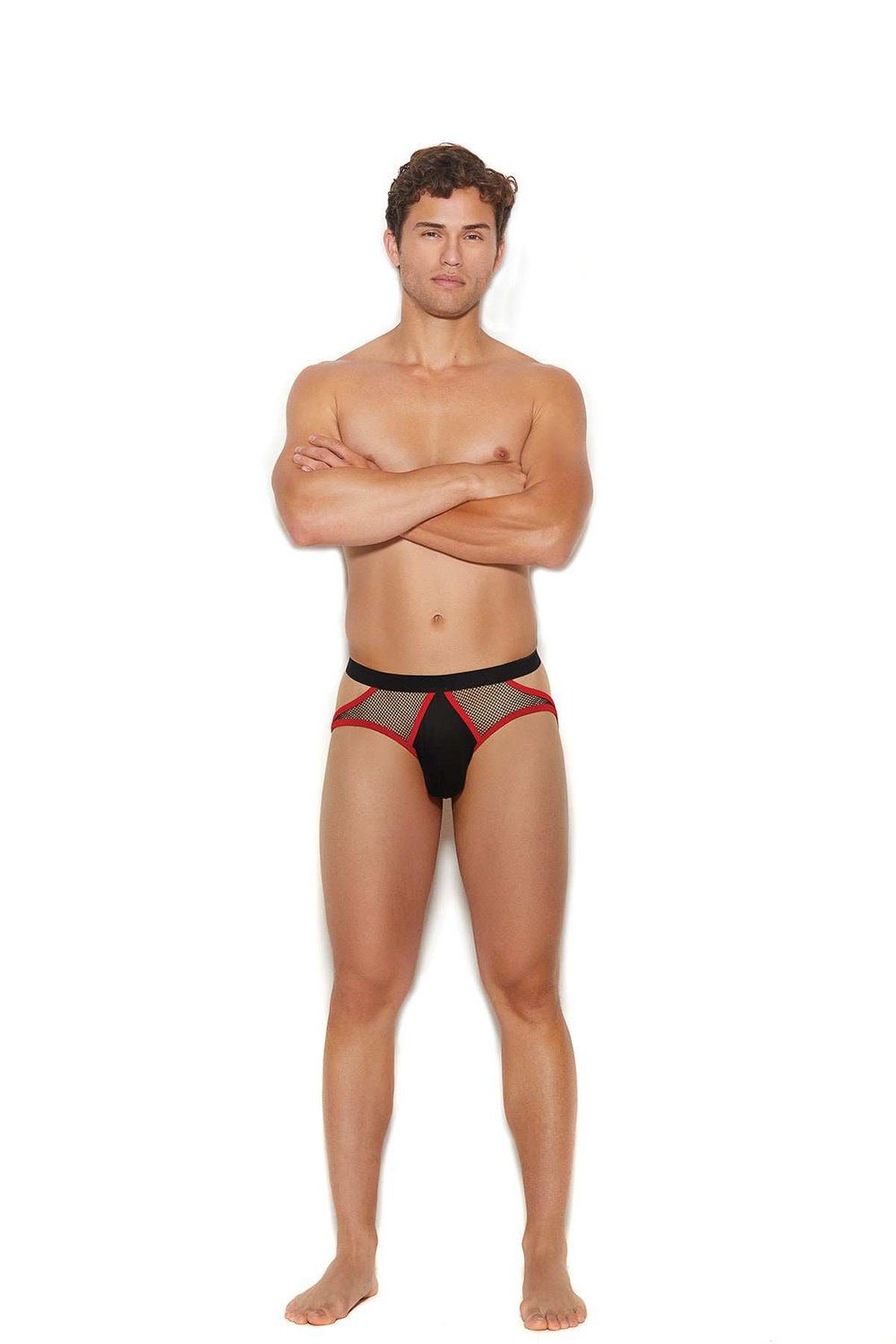 Elegant Moments Black Men's Fishnet & Lycra Jock Str 82313