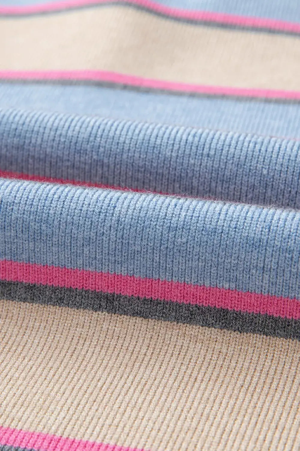 Striped Color Block Johnny Collar Sweater - Trendsi - Flyclothing LLC