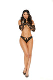 Elegant Memories Black Lace Cut Out Thong W/ O Rings 82318