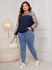 Plus Size Printed Long Sleeve Sweatshirt - Trendsi