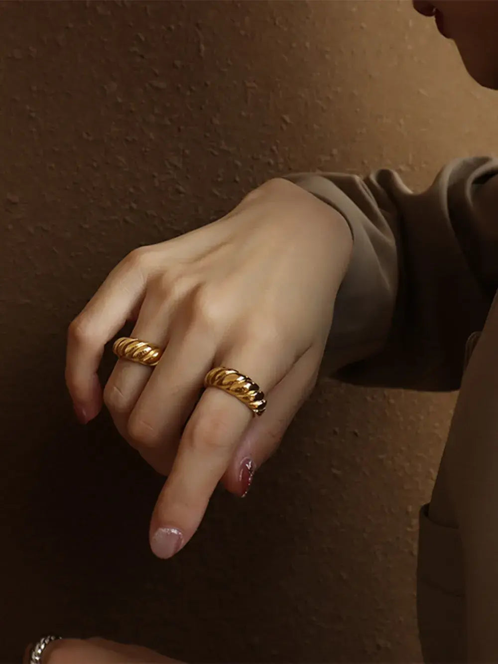 Ribbed Titanium Steel Ring - Trendsi - Flyclothing LLC