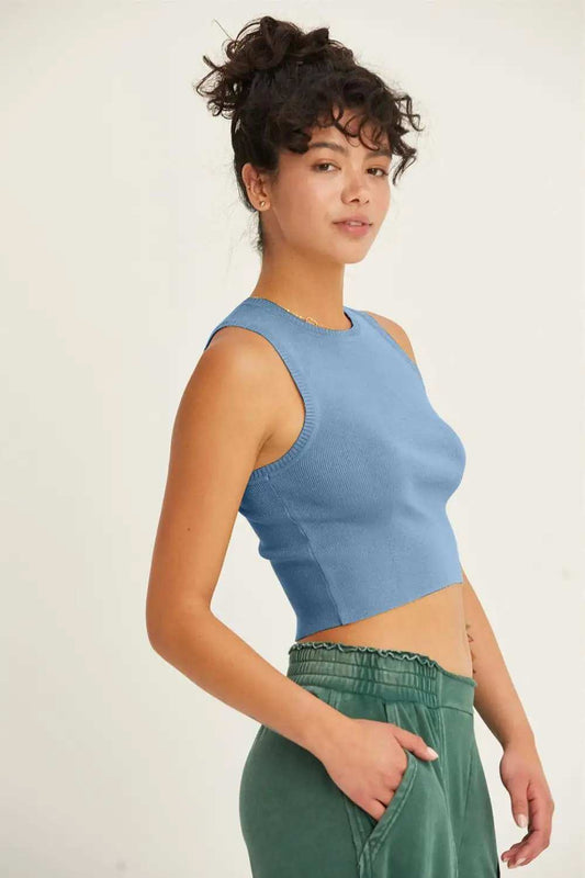 HYFVE Ribbed Knit Cropped Tank - Trendsi - Flyclothing LLC