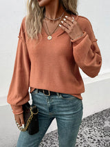 V-Neck Dropped Shoulder Sweater - Trendsi - Flyclothing LLC