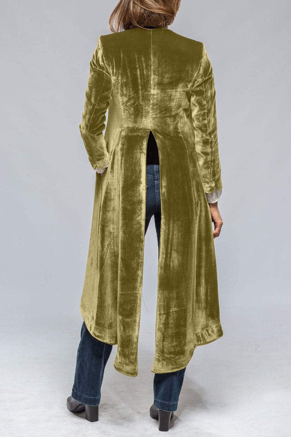 Slit Back Open Front Cardigan - Trendsi - Flyclothing LLC