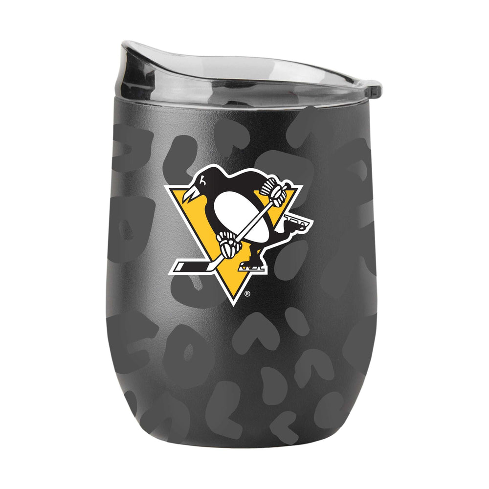 Pittsburgh Penguins Leopard 16oz Black Powdercoat Curved Beverage - Logo Brands - Flyclothing LLC